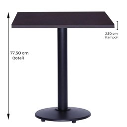 Mesa de Jantar Quadrada 60 cm Tampo Preto em MDP Base Zeta - 4 Mesa de Jantar Quadrada 60 cm Tampo Preto em MDP Base Zeta - 4