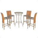 Ver imagem 1 de Mesa Bistrô e 4 Banquetas Roma Fendi Corda Náutica Estofado 6 Trama Original