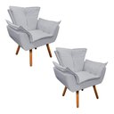 Ver imagem 1 de Kit 02 Poltronas Opala Corino Pés Palito Castanho Cinza