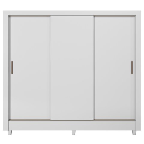 Roupeiro Casal Branco 3 Portas Correr Resistente e Espaçoso