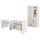 Ver imagem 1 de Guarda Roupa Flocos com Cômoda Fly e Berço Americano Soft Branco Acetinado - Tigus