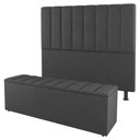 Ver imagem 1 de Cabeceira E Baú Cama Box King Cora 195cm Suede Cinza Escuro