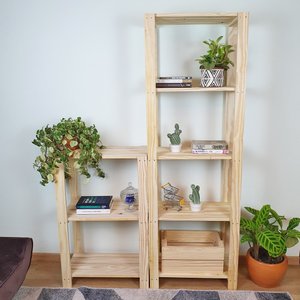 Estante Ripada 5 Prateleiras Fortaleza 180x60x33 em Madeira de Pinus - Natural
