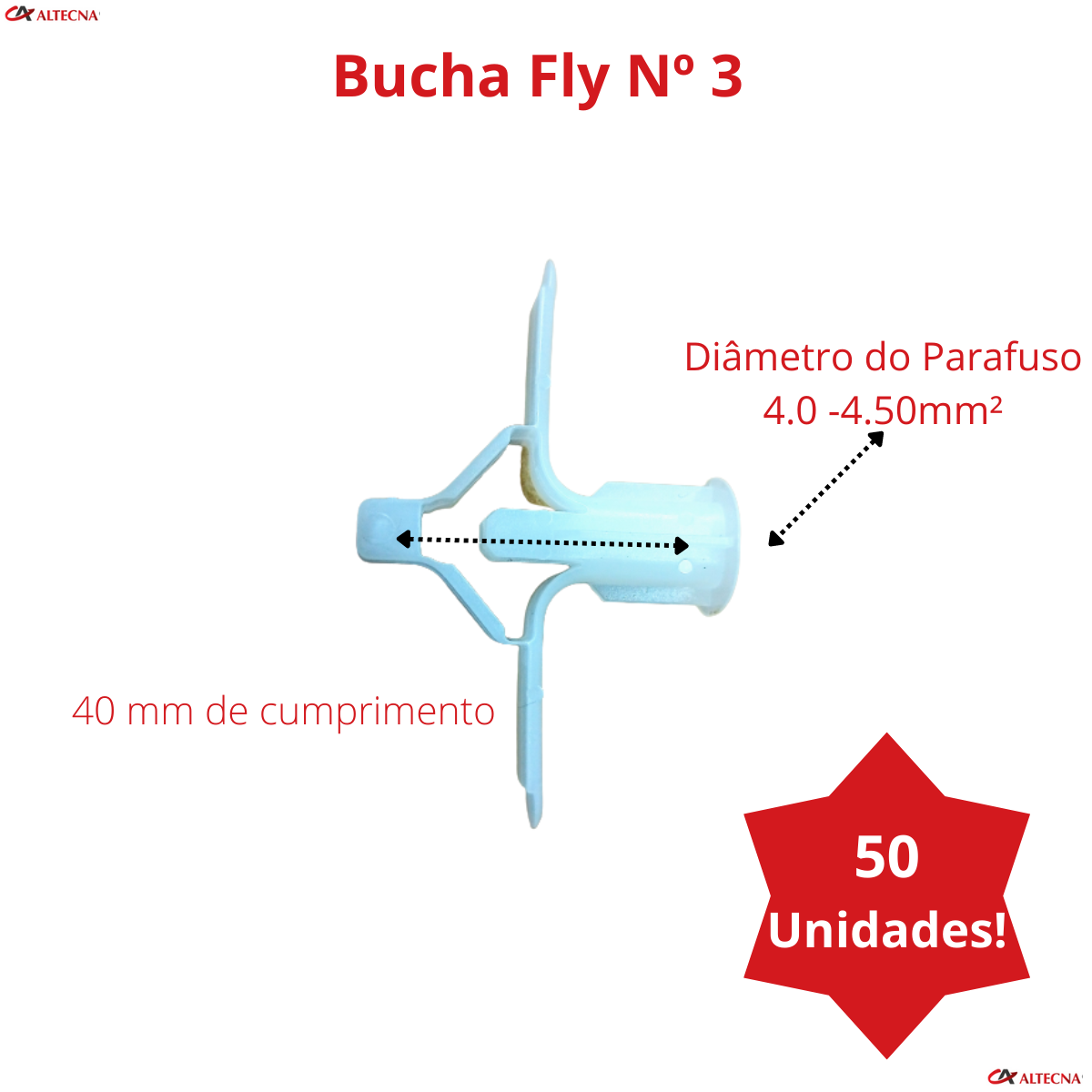 Bucha para Gesso Fly Nº3 (15 A 23Mm) - Kit C/50 - 5