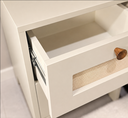 Ver imagem 2 de Mesa de Cabeceira Madeira 100% MDF, 2 Gavetas, Detalhe em Palhinha, Puxador Madeira