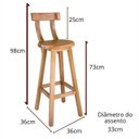 Ver imagem 2 de Banqueta / Banco Alto De Madeira Rústica de Lei Com Encosto Decore Fácil Shop Banqueta Alta Madeira 