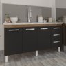 Balcão Armário Cozinha Gabinete para Pia 148 Cm 3 Gavetas e 3 Portas Deise Savana Preto - 2