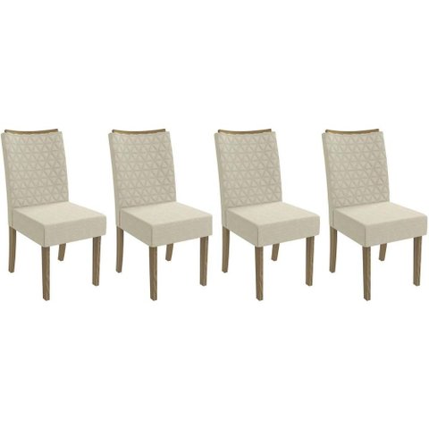 Cadeira Sala de Jantar 2cad129ng Kit 4 Un Nogueira/linho Bege A019 - Kappesberg