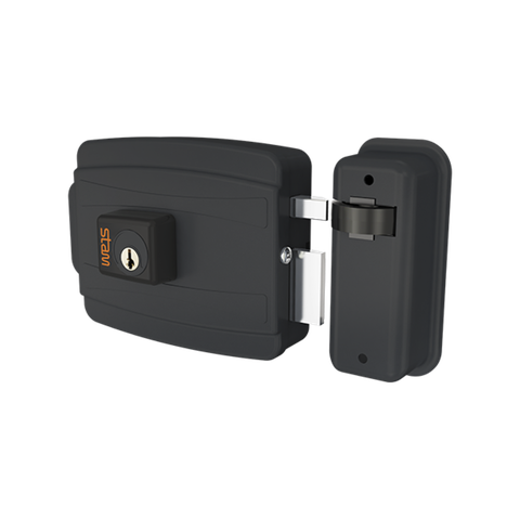 Fechadura Stam de Sobrepor Elétrica 40mm (abre P/dentro) - Preto Fosco