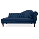 Ver imagem 1 de Recamier Divã Cancun 160cm com Capitonê - Esquerda Suede - Ecotec Decor:Azul Marinho