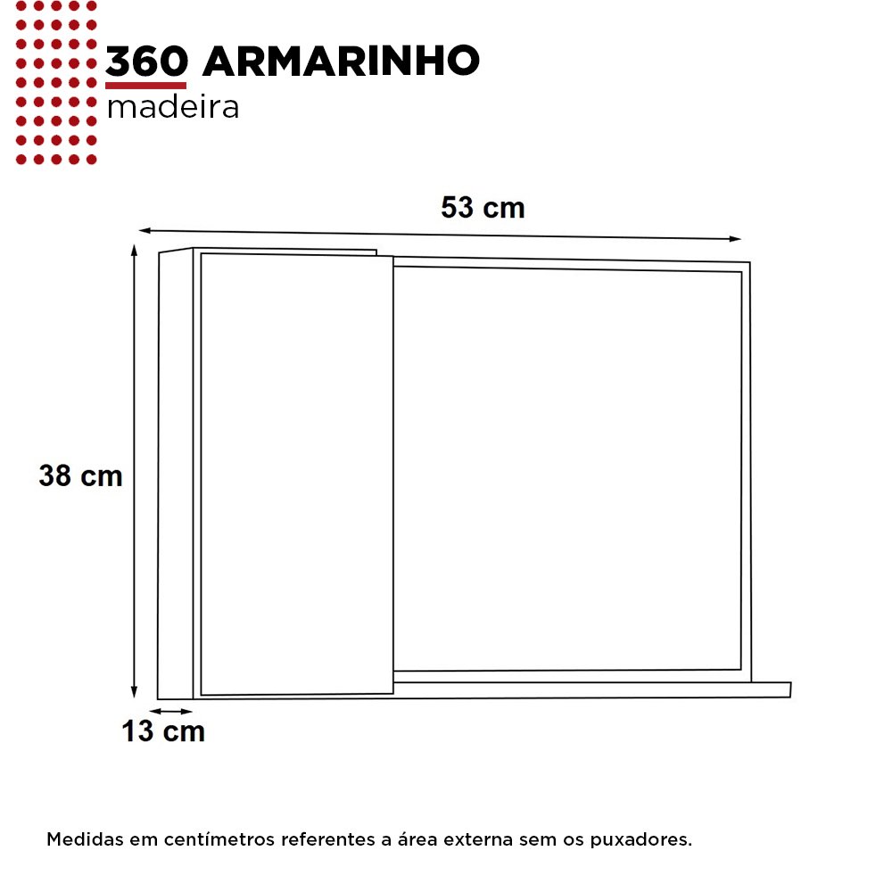 Espelho para Banheiro em Madeira 360 Com Armarinho Tamarindo/Preto - Cozimax - 4