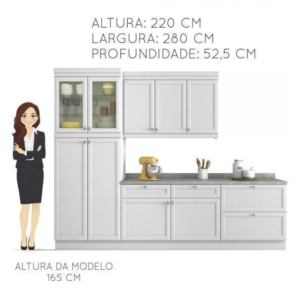 Cozinha Americana Compacta com Balcão Paneleiro e Tampo 4 Peças Nesher Móveis - 4