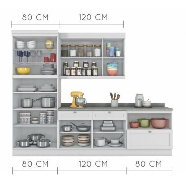 Cozinha Americana Compacta com Balcão Paneleiro e Tampo 4 Peças Nesher Móveis - 5