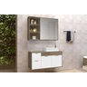 Conjunto Gabinete Banheiro C/ Espelheira - Cj Turin 80 Cm C/ Tampo de Vidro - Avelato / Branco - 1
