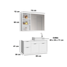 Conjunto Gabinete Banheiro C/ Espelheira - Cj Turin 80 Cm C/ Tampo de Vidro - Branco - 4