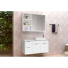 Conjunto Gabinete Banheiro C/ Espelheira - Cj Turin 80 Cm C/ Tampo de Vidro - Branco - 1