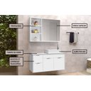 Ver imagem 2 de Conjunto Gabinete Banheiro C/ Espelheira - Cj Turin 80 Cm C/ Tampo de Vidro - Branco