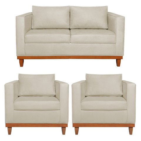 Kit Sofa 2 Lugares e 2 Poltronas Europa Bouclé - Adj Decor