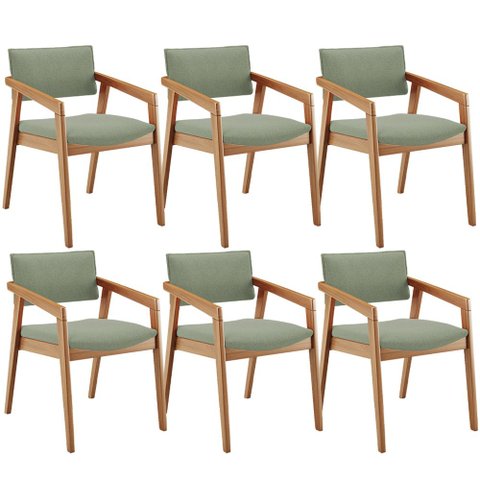 Kit 06 Cadeiras para Sala de Jantar Estar Living Giorgia B04 Bouclê Oliva - Lyam Decor