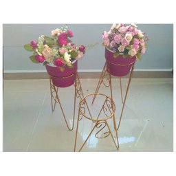 Suporte para Vaso tripe diâmetro do vaso de 20 cm GALVANIZADO AMARELO - 4