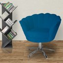 Ver imagem 2 de Jogo 2 Poltronas Para Sala Comercial Base Giratória de Metal Pétala Suede Azul Royal - LM DECOR