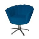 Ver imagem 1 de Jogo 2 Poltronas Para Sala Comercial Base Giratória de Metal Pétala Suede Azul Royal - LM DECOR