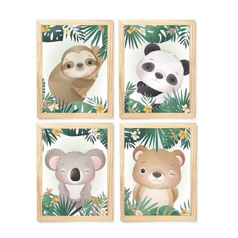 Kit Quadro Infantil Safari Decorativo Quarto Criança Bebê Enxoval