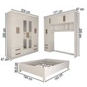Ver imagem 4 de Guarda-roupa Casal Modulado com Cama Belgrado 11 Portas 6 Gavetas com Espelho Branco - Panorama Móve