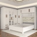 Ver imagem 6 de Guarda-roupa Casal Modulado com Cama Belgrado 11 Portas 6 Gavetas com Espelho Branco - Panorama Móve