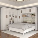 Ver imagem 1 de Guarda-roupa Casal Modulado com Cama Belgrado 11 Portas 6 Gavetas com Espelho Branco - Panorama Móve