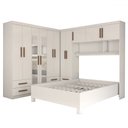 Ver imagem 3 de Guarda-roupa Casal Modulado com Cama Belgrado 11 Portas 6 Gavetas com Espelho Branco - Panorama Móve