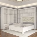 Ver imagem 2 de Guarda-roupa Casal Modulado com Cama Belgrado 11 Portas 6 Gavetas com Espelho Branco - Panorama Móve