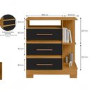 Ver imagem 3 de Cômoda 720 3 Gavetas MDP Puxador PVC Carvalho Eco e Preto Incorplac Móveis