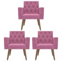 Ver imagem 1 de Kit 3 Poltronas Capitonê Confortáveis Loja Recepção Sala Rosê