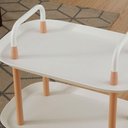 Ver imagem 3 de Mesa Auxiliar Lateral Estilo Madeira Multiuso com 2 Prateleiras Organizador Tipo Carrinho para Sala