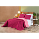 Ver imagem 1 de Kit cobreleito matelado cama padrão 3 peças dupla face estampado rosa com pink