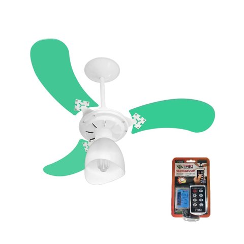 Ventilador Teto Super Baby Colors 3pás Mdf Branco/verde 110v+controle Venti-delta