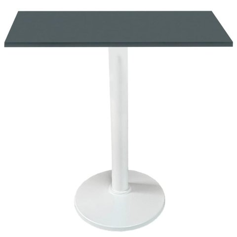 Mesa Zeta Ferro Branco 75 Cm (alt) Disco Redondo Tampo Mdp Quadrado 70 Cm (larg) X 2,5 Cm Alt