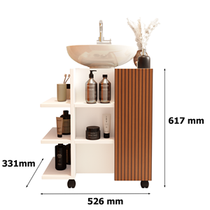 Gabinete de Banheiro para Pia de Coluna Classic - Jm3 Móveis:branco/ripado - 3