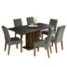 Conjunto Sala de Jantar Mesa Tampo de Madeira 6 Cadeiras Rustic/preto/silver Hanna Madesa - 2