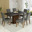 Ver imagem 1 de Conjunto Sala de Jantar Mesa Tampo de Madeira 6 Cadeiras Rustic/preto/silver Hanna Madesa