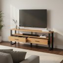Ver imagem 1 de Rack para TV até 65 Polegadas Estilo Industrial 1,80m com 2 Gavetas 100% MDF Móvel na Caixa