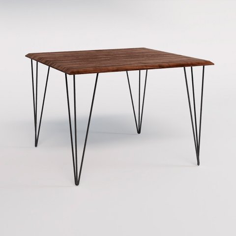 Mesa de Jantar Industrial Quadrada Clips Amêndoa 90cm de Ferro Preto