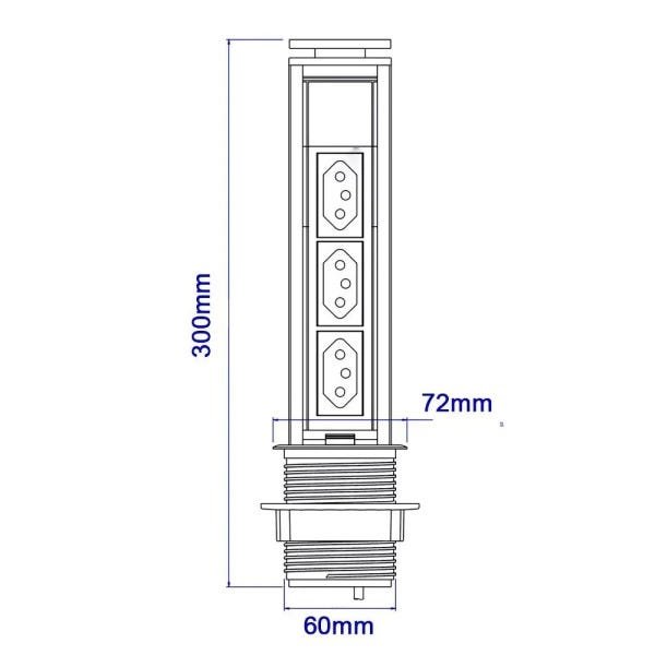 Torre De Tomadas Multiplug Com 3 Tomadas 20A - Cinza claro - 4