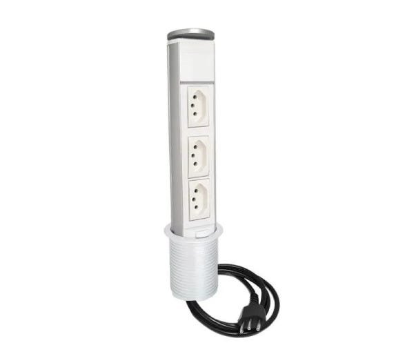 Torre De Tomadas Multiplug Com 3 Tomadas 20A - Cinza claro - 3