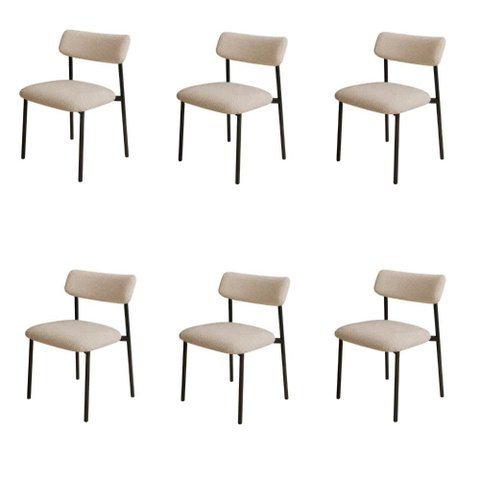 Conjunto 6 Cadeiras de Jantar Mila Tecido Linho Est.Preta