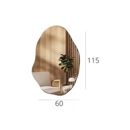 Espelho Grande Organico 04 Lapidado Decorativo Sala Hall Parede 90x60 Cm Moderno C/ Suporte - 3