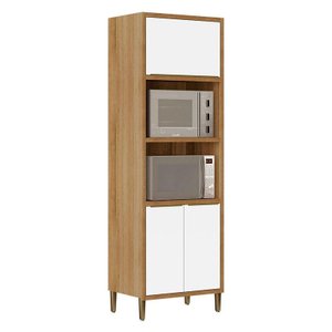 Armário Paneleiro Torre Quente Duplo Forno Paola 2003708 Carvalho Dakar Branco Brilho - Aramóveis