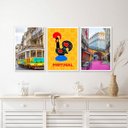 Ver imagem 2 de Kit Composição 3 Quadros Decorativos Portugal 45x34cm:madeira Branca