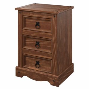 Mesa de Cabeceira de Madeira com 3 Gavetas Mahogany